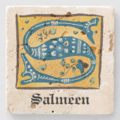 Mittelalterliches florales Leuchtschreiben S Monog Steinuntersetzer (Vorderseite)