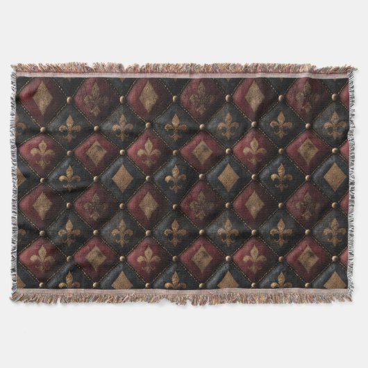Mittelalterliches getuftetes Fleur-de-Lis-Harlekin Decke (Vorderseite)