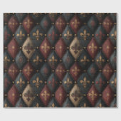 Mittelalterliches getuftetes Fleur-de-Lis-Harlekin Geschenkpapier (Flach)