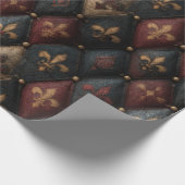 Mittelalterliches getuftetes Fleur-de-Lis-Harlekin Geschenkpapier (Ecke)
