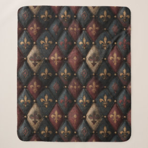 Mittelalterliches getuftetes Fleur-de-Lis-Harlekin Sherpadecke
