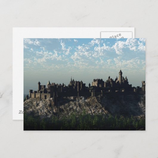 Mittelalterliches Gipfel-Schloss Postkarte (Vorne/Hinten)
