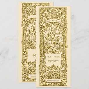 Mittelalterliches goldenes Hochzeits-Lesezeichen S Einladung