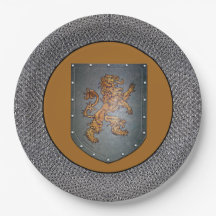 Mittelalterliches Goldlöwe-Grau Chainmail