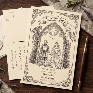 Mittelalterliches Gothic Sepia Altpapier Save-The- Postkarte