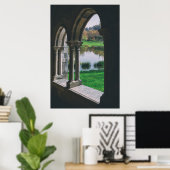 Mittelalterliches gotisches Kloster am See Poster (Heimbüro)