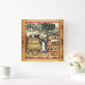 MITTELALTERLICHES GRAPE VINEYARD HARVEST PARCHMENT QUADRATISCHE WANDUHR (Zuhause)