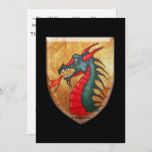 Mittelalterliches grüner Drache-Schild Einladung (Vorne/Hinten)