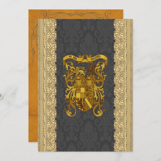 Mittelalterliches Hintergrundpapier Save the Date (Vorne/Hinten)