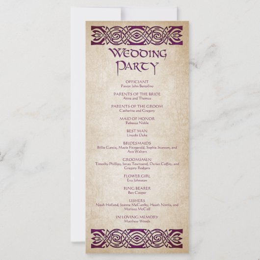 Mittelalterliches Hochzeitsprogramm (Rückseite)