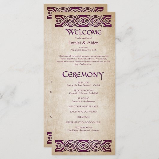 Mittelalterliches Hochzeitsprogramm (Vorne/Hinten)