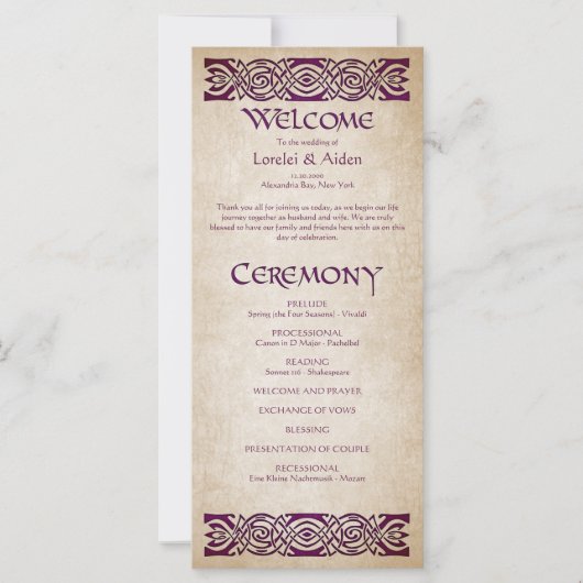 Mittelalterliches Hochzeitsprogramm (Vorderseite)