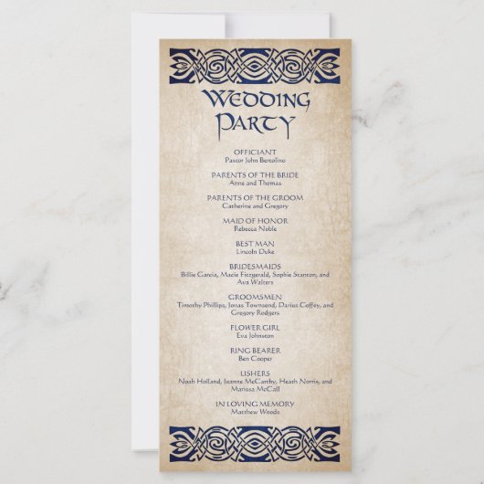 Mittelalterliches Hochzeitsprogramm (Rückseite)