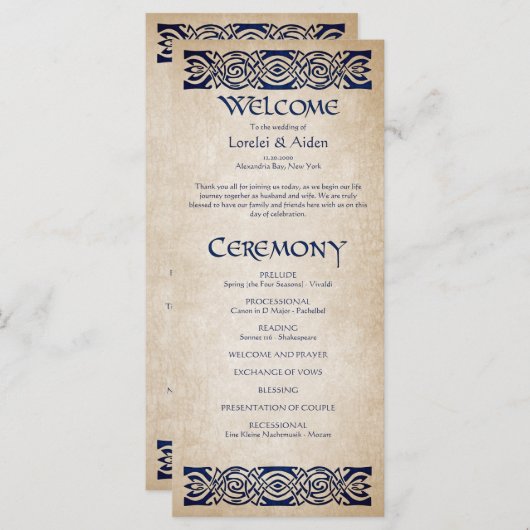 Mittelalterliches Hochzeitsprogramm (Vorne/Hinten)