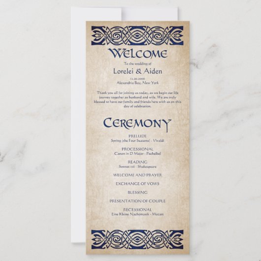 Mittelalterliches Hochzeitsprogramm (Vorderseite)