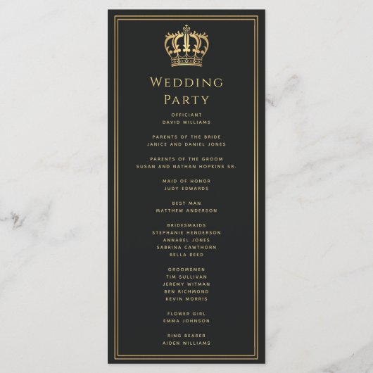 Mittelalterliches Hochzeitsprogramm für Black Roya Programm (Rückseite)