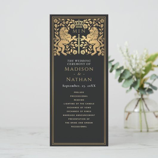 Mittelalterliches Hochzeitsprogramm für Black Roya Programm (Stehend Vorderseite)