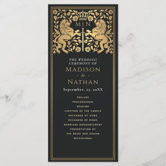 Mittelalterliches Hochzeitsprogramm für Black Roya Programm (Vorderseite)