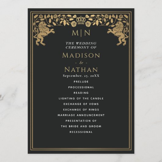 Mittelalterliches Hochzeitsprogramm für Black Roya Programm (Vorderseite)