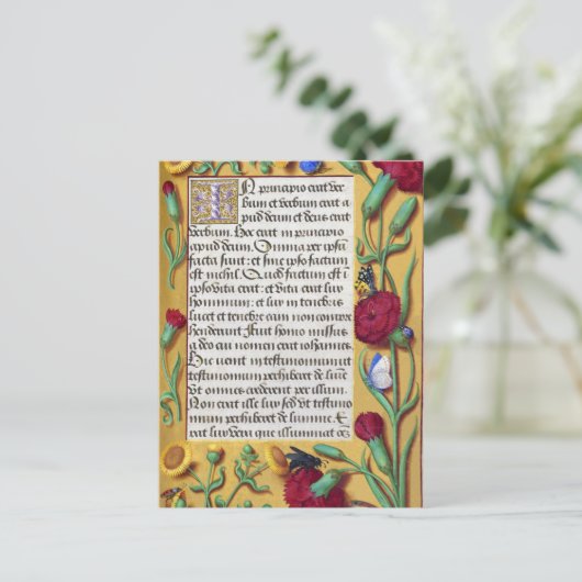 Mittelalterliches Illuminiertes Manuskript Gospel Postkarte (Stehend Vorderseite)