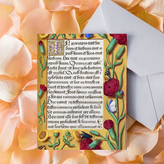 Mittelalterliches Illuminiertes Manuskript Gospel  Postkarte