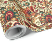 Mittelalterliches Inspiriertes Blumenmuster Geschenkpapier (Rolleneckpunkt)