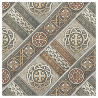 Mittelalterliches keltisches Knotwork-Medaillon-Kr Stoff
