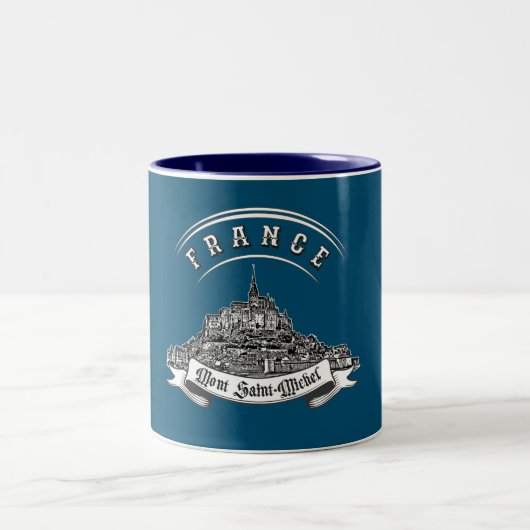 Mittelalterliches Kloster Mont Saint Michel. Frank Zweifarbige Tasse (Mittel)