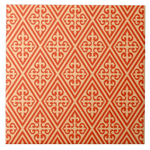 mittelalterliches Kreuz Damast - Korallenorange un Fliese
