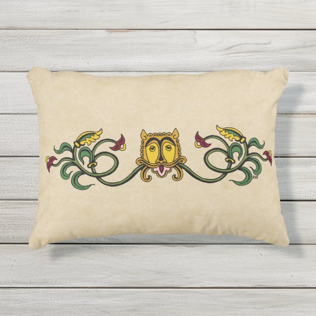 Mittelalterliches Löwendesign Kissen Für Draußen (Vorderseite)