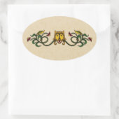 Mittelalterliches Löwendesign Ovaler Aufkleber (Tasche)