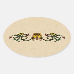 Mittelalterliches Löwendesign Ovaler Aufkleber