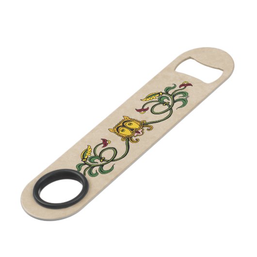 Mittelalterliches Löwendesign Speed Flaschenöffner (Rückseite Schrägansicht)