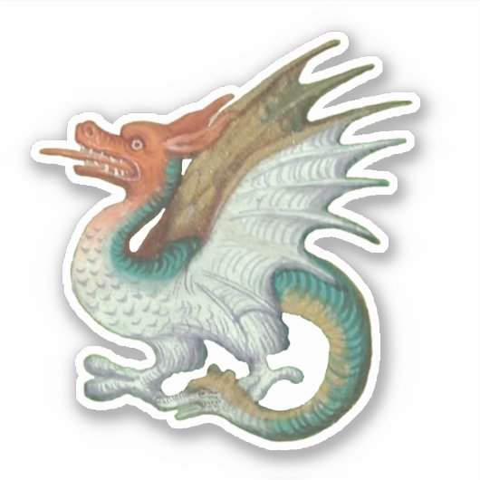 mittelalterliches Manuskript Dragon Vinyl Sticker (Vorderseite)