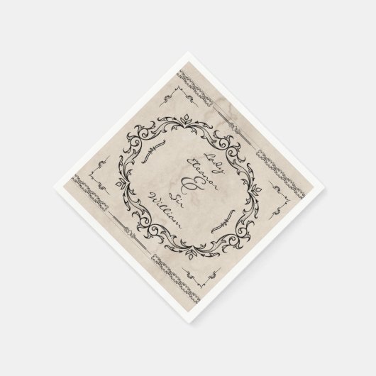 Mittelalterliches Manuskript Elegante Hochzeit Serviette (Ecke)