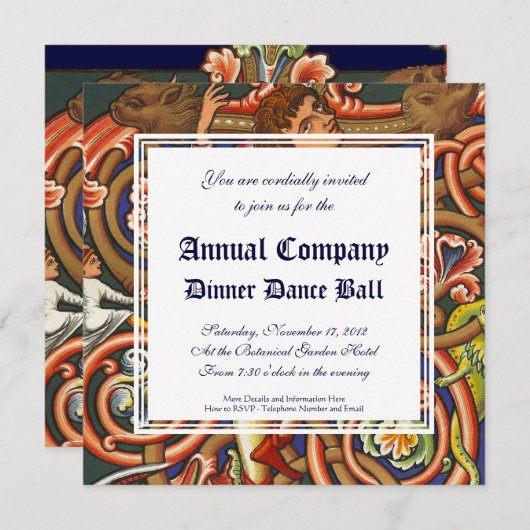 Mittelalterliches Manuskript Elegantes Tanzen Nobl Einladung (Vorne/Hinten)