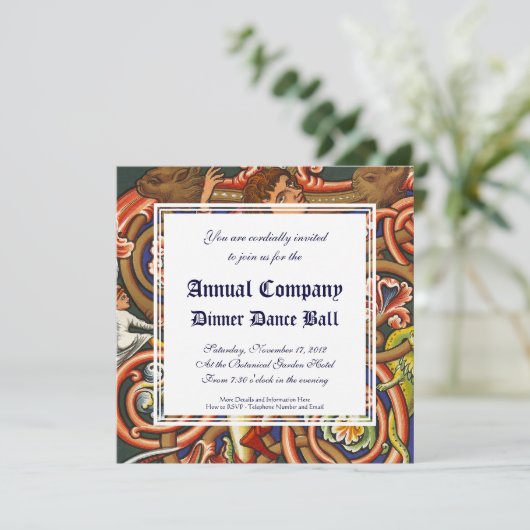 Mittelalterliches Manuskript Elegantes Tanzen Nobl Einladung (Stehend Vorderseite)