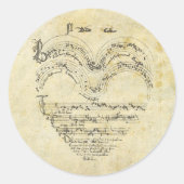 Mittelalterliches Manuskript Herz Runder Aufkleber (Vorderseite)