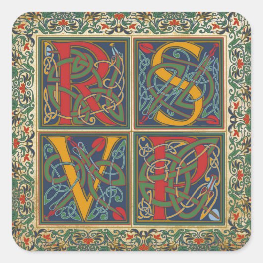 Mittelalterliches Manuskript mit UAWG Quadratischer Aufkleber (Vorderseite)