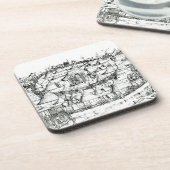 Mittelalterliches Militärlager, von einem Buch, Untersetzer (Linke Seite)