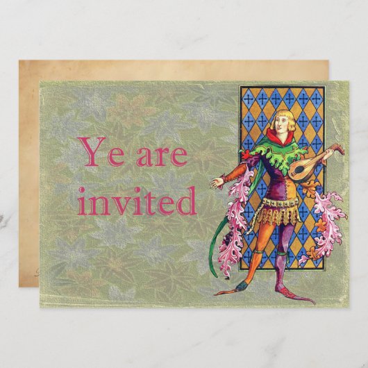 Mittelalterliches Minstrel und Lute Einladung (Vorne/Hinten)