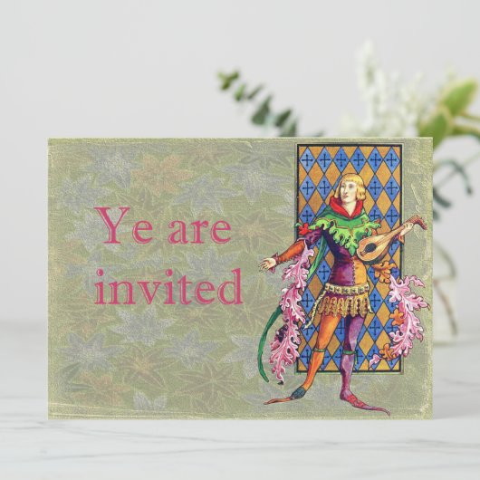 Mittelalterliches Minstrel und Lute Einladung (Stehend Vorderseite)