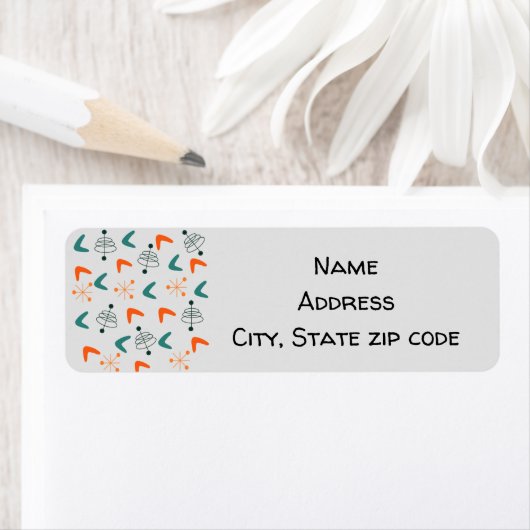 Mittelalterliches, modernes Atombumerangs-Label (Insitu)