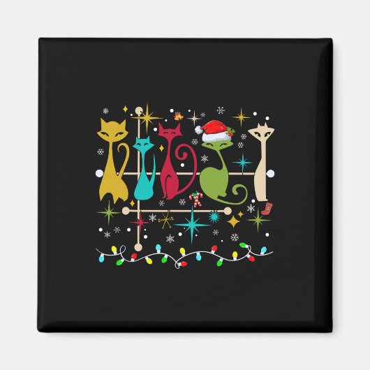 Mittelalterliches Modernes Aussehen Katzen Weihnac Magnet (Vorne)