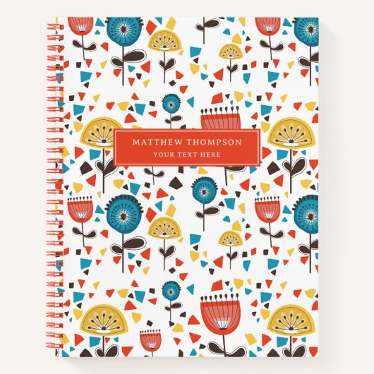 Mittelalterliches, modernes, farbenfrohes, florale notizblock (Vorderseite)