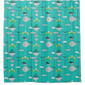 Mittelalterliches, modernes, türkisfarbenes Neural Duschvorhang (Vorderseite)