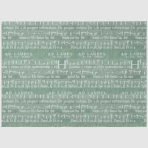 Mittelalterliches Musikmanuskript Aquamarin Green Seidenpapier