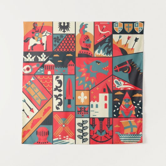 Mittelalterliches Muster nahtlos. Dekortextur Wandteppich (Vorderseite)