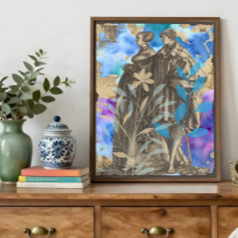 Mittelalterliches Paar Decoupage-Seidenpapier mit Seidenpapier