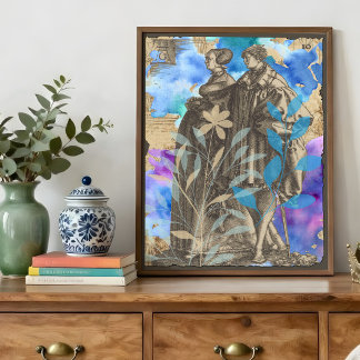 Mittelalterliches Paar Decoupage-Seidenpapier mit Seidenpapier